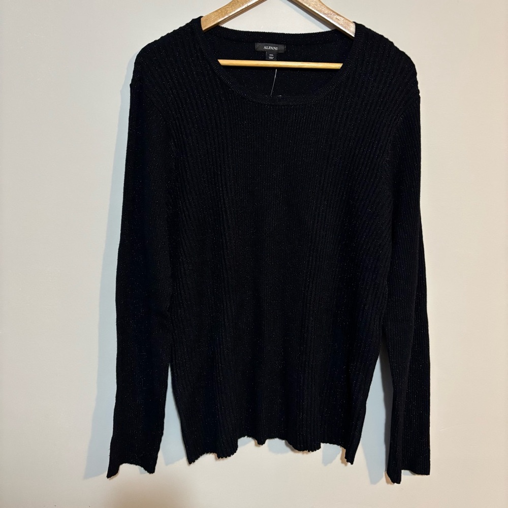 ✨NWT ✨Alfani Elegant Black Knit Top | Womens Size XXL